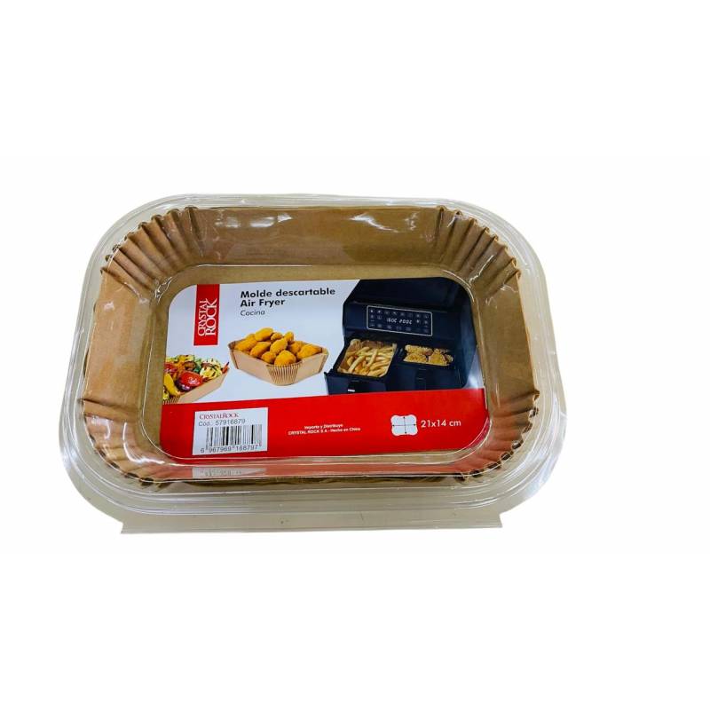 Bandeja descartable rectangular 21 x 14 cm para Air Fryer x 50